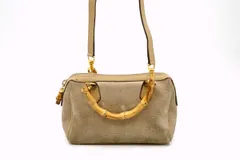 グッチ バンブー 2way ショルダー バッグ ミニ トート クロスボディ 007 122 0232 ゴールド金具 スエード レザー ベージュ GUCCI 6245h