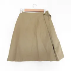 美品 Lois CRAYON ロイスクレヨン ベルト フレア スカート M ベージュ レディース 古着 中古 USED