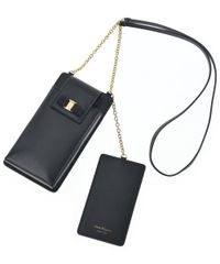 極美品】フェラガモ FERRAGAMO スマホショルダー ブルー ネイビー 