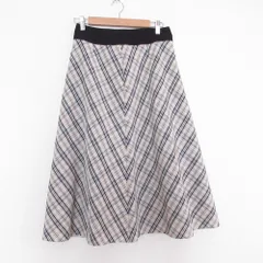 美品 GEORGES RECH ジョルジュレッシュ 異素材切替チェック柄フレアスカート 38 ブラック レディース 古着 中古 USED