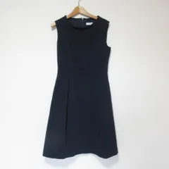 美品 MISS Ｊ ミスジェイ ラピーヌ スリーブレス ドレス ひざ丈 ワンピース 38 ネイビー レディース 古着 中古 USED