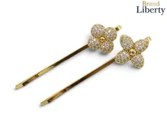 【新品同様】ルイヴィトン LOUIS VUITTON バレッタ ルイザ ストラス ヘアクリップ 2点セット ヘアピン 髪留め ヘアアクセサリー ゴールド ラインストーン M01672