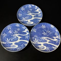 訳あり3枚セット】骨董 イゲ皿 染付 雲龍文 6寸皿 18cm 金継ぎ用にも
