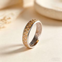 特別価額キャンペーン 【S925純銀】ブチェラッティ風 彫金ワイドリング