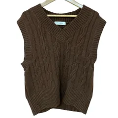 美品 24AW Demi-Luxe BEAMS デミルクスビームス ブークレー ケーブル編み ベスト ニット プルオーバー ブラウン レディース 古着 中古 USED