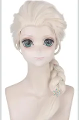 アナと雪の女王 エルサ ウィッグ コスプレ かつら ウィッグネット グッズ 耐熱性 撮影用 二次元 イベント ハロウイン 仮装 変装 大人スタイル シングルポニーテールの三つ編み