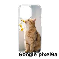 【新品未使用】Google pixel9aクリア ハードケース (ヒナギクと茶トラねこ) ねこ柄 お花をくんくん 癒やし 可愛い おしゃれ cl-cat6-pixel9a-432