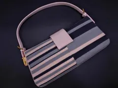 Harrods ハロッズ ニット 切替 ボーダー セミショルダー バッグ ピンク ■■ レディースのサムネイル