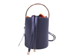 新品 cache cache カシュカシュ レザー バケツ型 2WAY ハンド ショルダー バッグ 紺 ■■ レディースのサムネイル