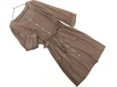 23区 タック ウエストリボン シャツ チュニック ワンピース size38/茶 ■◇ レディースのサムネイル