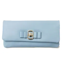 【新品】LANVIN ランバン 財布 ブルー | ブロッシュ 薄マチ 長財布 / ロングウォレット | リボン フラップ レザー | ブランド ファッション アイテム 小物【レディース】のサムネイル