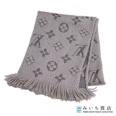 LOUIS VUITTON ルイヴィトン LV マフラー M74742 エシャルプ・ロゴマニア グリペルル グレー系 26k284-1