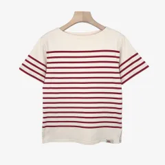 90 ポロ ジーンズ ラルフローレン アイボリー バーガンディ ストライプ 半袖 Tシャツ