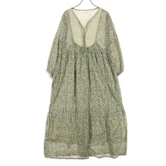 美品 niko and... ニコアンド 総柄 長袖 ロングワンピース F ベージュ系 レディース 古着