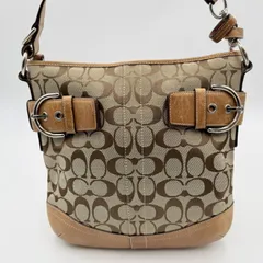 COACH（コーチ）シグネチャー ショルダーバッグ キャンバス×レザー ベージュ系×ブラウン レディース F03574