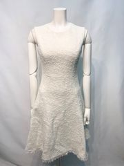 美品 Rene ノースリーブ膝丈フレアワンピース ホワイト ツイード S