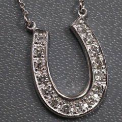 ☆0.20ct☆ホースシュー馬蹄ダイヤモンドプラチナペンダントネックレス 