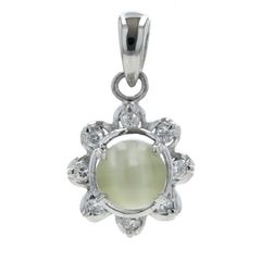 pt900プラチナ 天然クリソベリルキャッツアイ 1.74ct ネックレストップ 