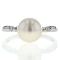 高照り◎pt900あこや真珠パールリング8.5mm ダイヤ0.10ct - メルカリ