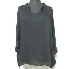 未使用 LANVIN en Bleu ランバンオンブルー ドルマンスリーブ シアーブラウス カットソー 38 ブラック レディース 古着 中古 USED