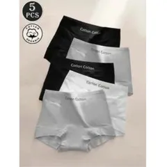 3XL【 新品 5枚セット】快適ハイウエスト シームレスショーツ コットン95%  モノトーン ハイウェスト 超ストレッチ プリント 無地