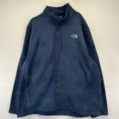 古着 ザ・ノースフェイス THE NORTH FACE フリース ジャケット フルジップ ワンポイント刺繍ロゴ 2XL  ネイビー系 メンズ