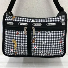 2553　LeSportsac　レスポートサック　デラックスエブリデイ　ショルダーバッグ　不思議の国のアリス　ギンガムチェック　チェック　ブラック　黒　レディース　ポーチ　軽量　カジュアル　シンプル