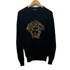 VERSACE(ヴェルサーチ) 長袖セーター サイズ46 XL レディース美品  - 黒×イエロー 刺繍/メデューサのサムネイル