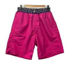 VERSACE(ヴェルサーチ) ハーフパンツ サイズ4 XL メンズ美品  - 1003754 ピンクパープル×ダークネイビー×ベージュ ウエストゴムのサムネイル