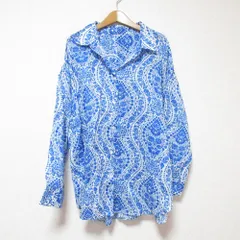 美品 DoCLASSE ドゥクラッセ 長袖 ペイズリーシャツ 大きいサイズ 15 ブルー レディース 古着 中古 USED