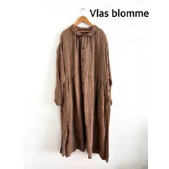 Vlas blomme　ヴラスブラム　リネンウィンターガーゼチェックワンピースコート　定価59,400円　日本製　サイズ2    ブラウン　麻　ロング　春夏　送料込み   6466459のサムネイル