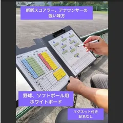 ayaka様専用　新新スコアラー、アナウンサーの強い味方　野球、ソフトボール用ホワイトボード　バインダータイプ　マグネット付き