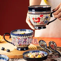 特価 再販 マグカップ 陶器 蓋付き レトロ 朝食用 オフィス 家庭用 コーヒーカップ CBQ428P021