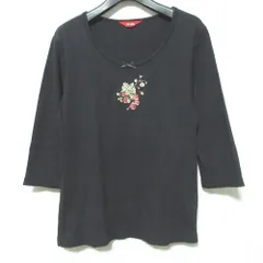 ​【美品】ピンクハウス 豪華刺繍 七分袖 カットソー ブラック M 綿100 2026年最新】PINK HOUSE レディース 五分袖・七分袖 Tシャツ