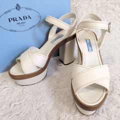 PRADA ブラウン レザー サンダル 37 - メルカリ