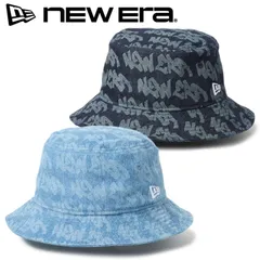 新品 NEWERA ニューエラ 正規品 NEW ERA バケット ハット 帽子 バケハ デニム 総柄 ロゴ ユニセックス レディース メンズ ノンウォッシュデニム ウォッシュドデニム 青 ブルー 14744779 14744780