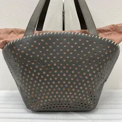 2481　russet　ラシット　トートバッグ　 モノグラム　総柄　パンチング　ナイロン　 レザー　グレー×ピンク系　巾着型　 レディース