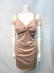 2707 DAZZY デイジー キャバクラ ドレス タイト ミニ ギャザー ビジューストラップ キャバドレス L