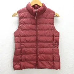 g■ユニクロ/UNIQLO ウルトラライトダウンベスト【M】赤系/LADIES/R37【中古】■