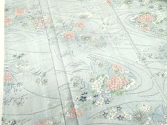 F5 夏物 萩の花 刺繍 水色 付下げ 正絹 薄物 絽 紗 着物 - メルカリ