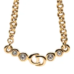ディオール CDロゴ ネックレス ゴールド メッキ ラインストーン レディース Dior【1-0266531】
