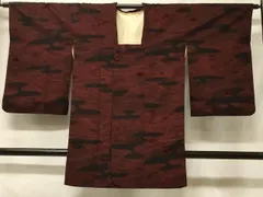 平和屋着物＃道行コート　輪奈ビロード　立波文　ロング丈　正絹　逸品　CABF1469in