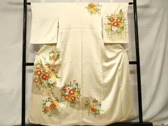 平和屋着物■訪問着　駒刺繍　雲取り草花文　正絹　逸品　CABF9668ev