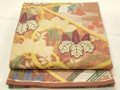平和屋着物◎六通柄袋帯　唐織　切嵌渡橋花文　銀糸　正絹　逸品　DABE3998qpのサムネイル