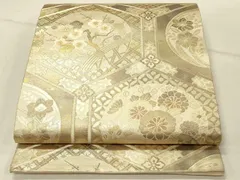 平和屋着物◎六通柄袋帯　亀甲花文　金糸　引箔　正絹　逸品　DABF6529qpのサムネイル