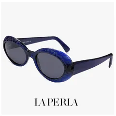 【未使用品】 La Perla ラペルラ サングラス spe010-955 オーバル 型 レディース メンズ ユニセックスモデル フレーム イタリア製 クリアブルー カラーのサムネイル