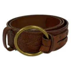 RalphLauren(ラルフローレン) ベルト S - ダークブラウン 型押し加工 レザー