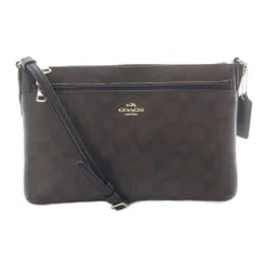 コーチ COACH シグネチャー レザー ショルダーバッグ ポーチ付き 茶色