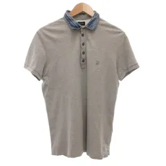 ディーゼル DIESEL ポロシャツ L グレー 襟切替 半袖 無地 /ML