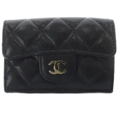 シャネル CHANEL マトラッセ クラシック スモール フラップ ウォレット 財布 三つ折り ココマーク キャビアスキン ブラック /YO27 ■OH